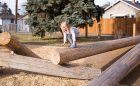 Alberta natural playground log climber