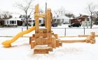 todays family child care natural wood playground slide