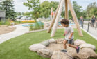 Hagersville Early ON playground sacred fire with rocks and sand play